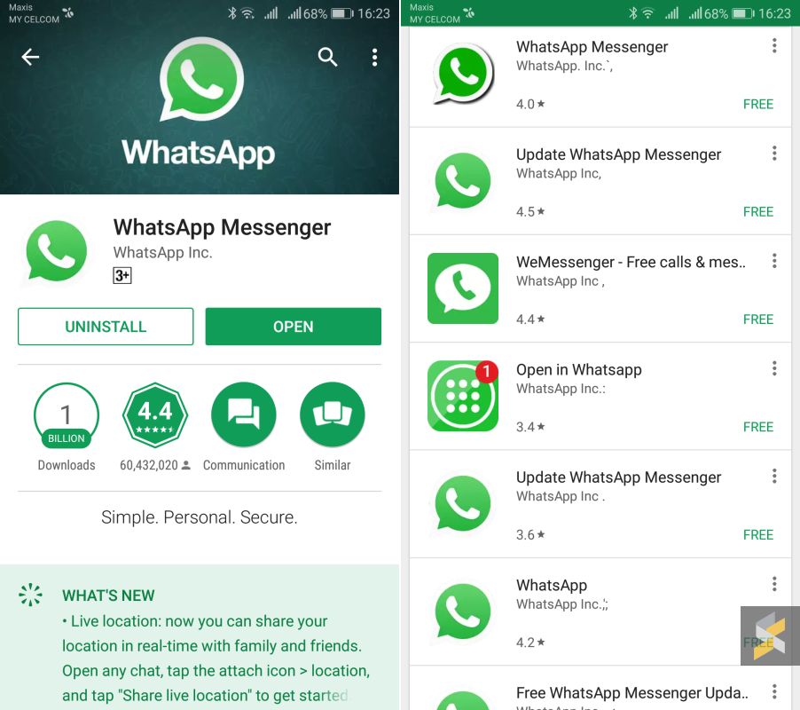 WhatsApp palsu telah dimuat turun 1 juta kali, adakah anda 