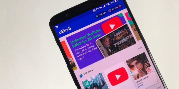 Strim YouTube tanpa had hanya RM12 di Ookyo