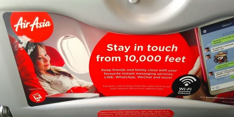 AirAsia Sedia WiFi Percuma Untuk Anda Whatsapp Di Awan