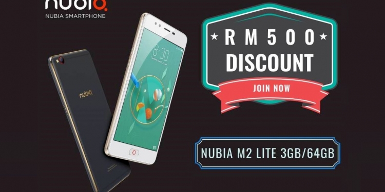 Diskaun RM500 masa terhad telefon pintar Nubia M2 Lite 64GB