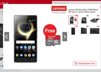 Diskaun RM450 kalau beli Lenovo K8 Note di Shopee