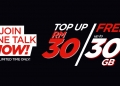 Tambah nilai RM30 di TuneTalk dan terima sehingga 30GB data
