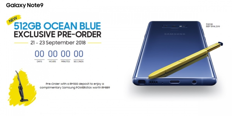 Tempahan awal Galaxy Note9 512GB Blue Ocean datang dengan vakum percuma