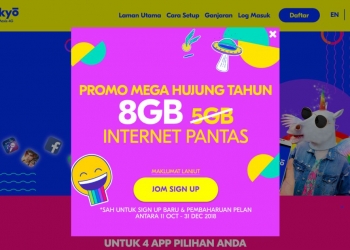 ookyo bagi 8GB kuota dan 4 aplikasi tanpa had kuota jika daftar sebelum tahun 2019