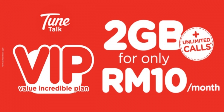 TuneTalk VIP hanya RM10 sebulan dengan 2GB data dan panggilan tanpa had