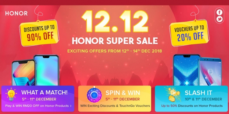 Kumpul baucar Honor dan beli-belah dengan diskaun pada 12.12
