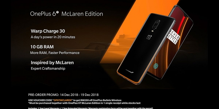 Tempahan awal OnePlus 6T McLaren dibuka sekarang di Malaysia
