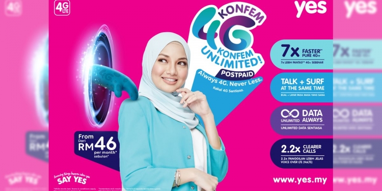 Yes lancar pelan pascabayar tanpa had dari serendah RM46 sebulan