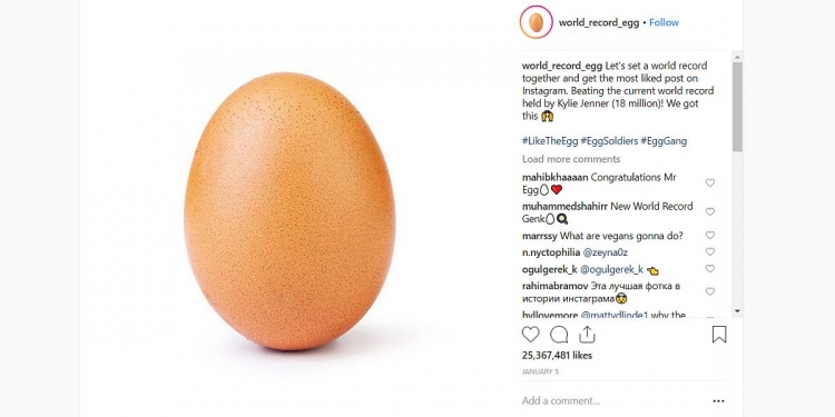 Sebiji telur atasi populariti Kylie Jenner di Instagram