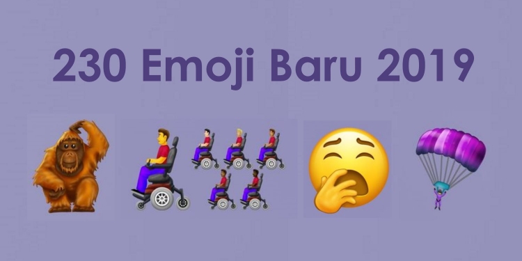 Orangutan, menguap, payung terjun, simbol terbaru dalam emoji 12.0