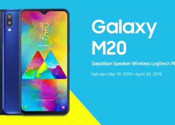 Samsung jual sendiri Galaxy M20 bersama hadiah Logitech X50