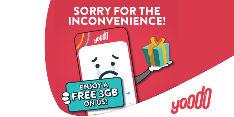 Yoodo bagi 3GB data percuma kerana gangguan rangkaian sebelum ini