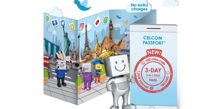 Celcom lancar pas perayauan 3-hari 3-dalam-1 yang boleh digunakan di lebih 40 negara