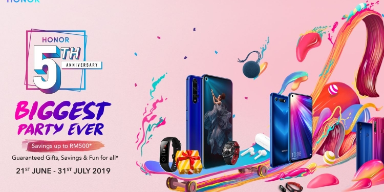 Diskaun sehingga RM540 dalam parti ulangtahun ke-5 Honor