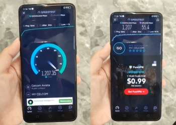 Telefon Oppo ini catat kelajuan muat turun melebihi 1.2Gbps di rangkaian Celcom