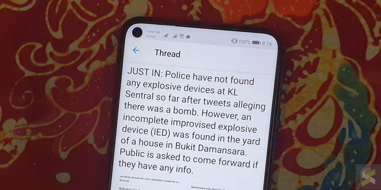 Tiada bom ditemui di KL Sentral dalam ancaman bom di Twitter