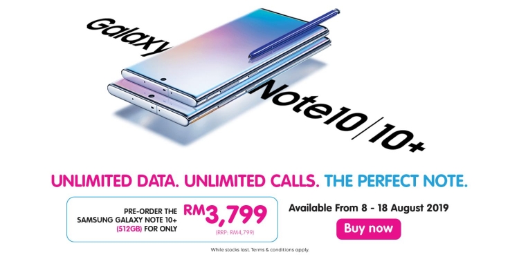 Tempahan Galaxy Note 10+ 512GB di Yes 4G hanya RM3799