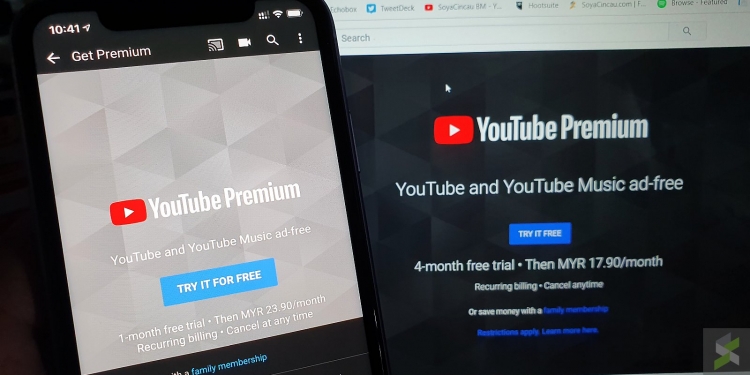 YouTube Premium dan YouTube Music boleh mula dilanggan di Malaysia, percuma sehingga 4 bulan