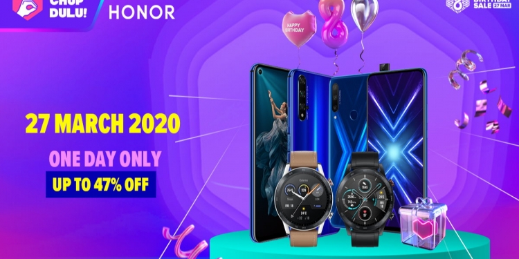 Telefon flagship Honor hanya RM999 di Lazada sempena Ulangtahun ke-8