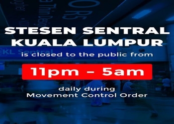 KL Sentral dibuka dari pukul 5 pagi hingga 10 malam sepanjang PKP
