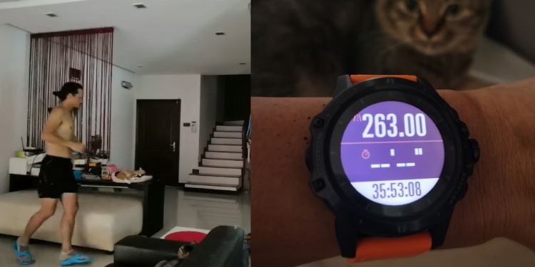 PKP: Tak perlu berlari di taman, lelaki ini lari sejauh 263km hanya di rumah
