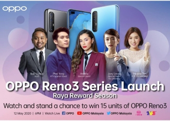 15 unit Oppo Reno3 akan diberikan percuma semasa pelancarannya