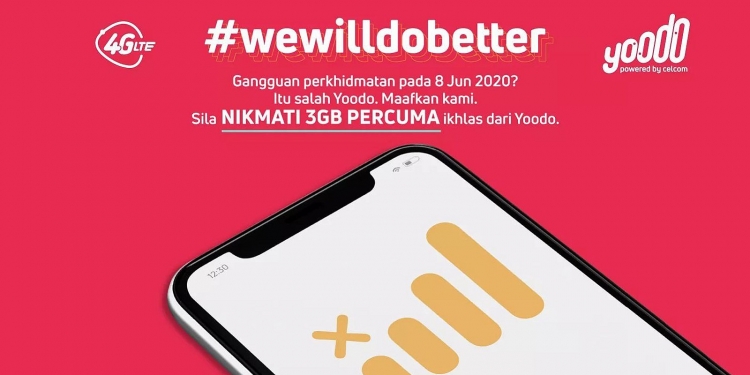 Yoodo beri 3GB percuma untuk mohon maaf akibat gangguan selama 24 jam
