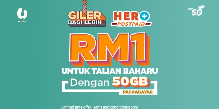 U Mobile ada promosi talian tambahan dengan 50GB data hanya RM1 sebulan