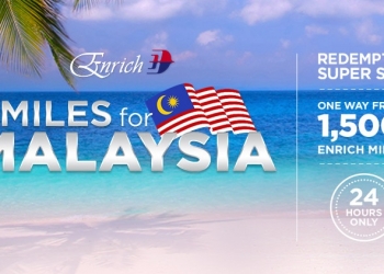 PROMO: Tebus 1,500 Enrich Miles untuk penerbangan domestik Malaysia Airlines hari ini