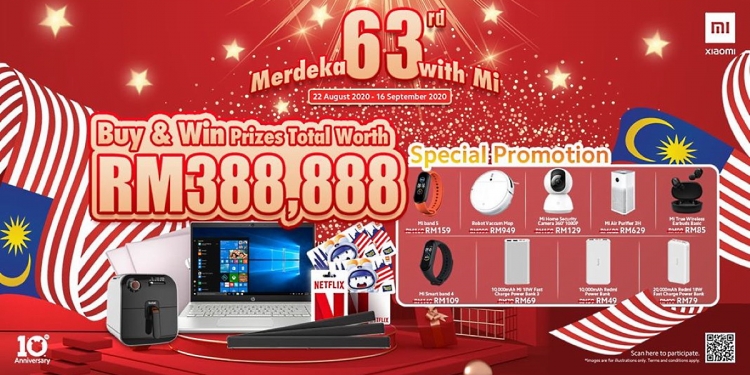 RM 388,888 hadiah untuk pembeli produk Xiaomi sempena Merdeka ke-63