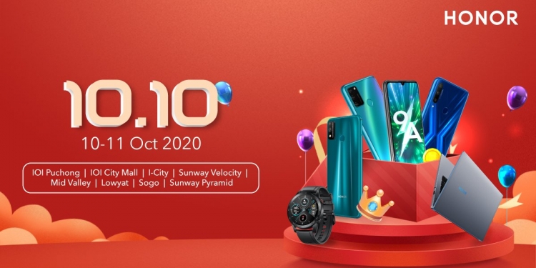 Honor beri 10 hadiah misteri percuma dalam promosi 10.10 di kedai fizikal