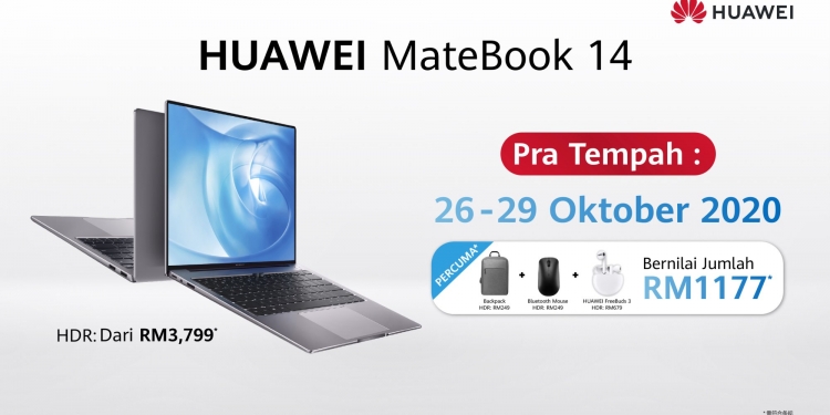 Lebih RM1,100 hadiah percuma untuk tempahan awal laptop Huawei MateBook 14