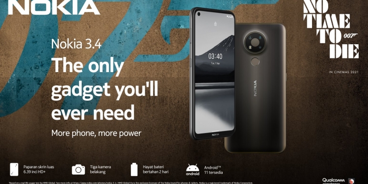 Nokia 3.4 adalah telefon mampu milik yang bersedia naiktaraf Android 11