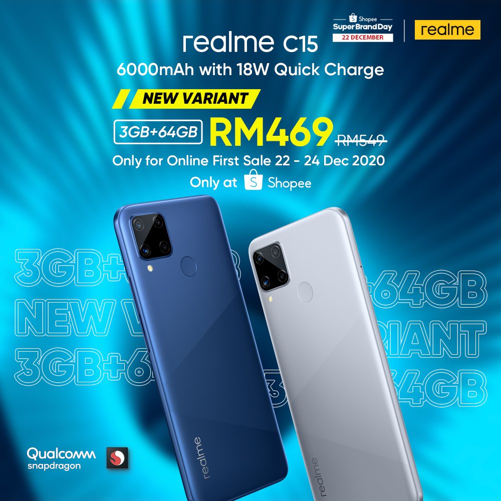 Realme C15 Varian Ram 3gb Dilancar Dengan Harga Diskaun Pada Shopee Super Brand Day Soyacincau Com 