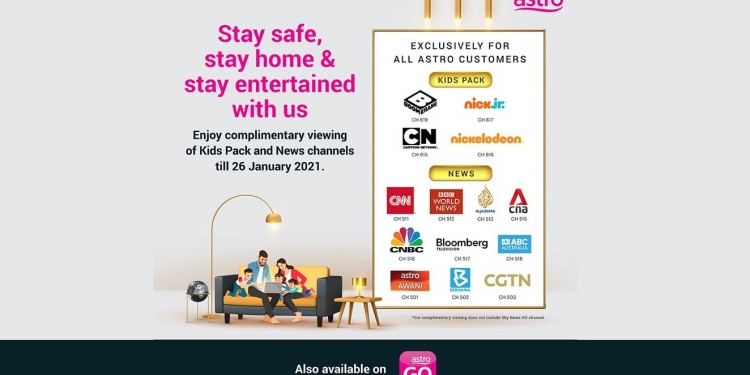 Astro tayang percuma semua saluran kanak-kanak dan berita sehingga 26 Januari 2021