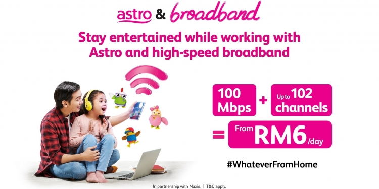 Nikmati jalur lebar 100Mbps dan lebih 100 saluran Astro dari RM6 sehari