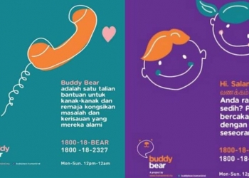 Anak-anak boleh kongsi sebarang masalah, melalui talian bantuan Buddy Bear
