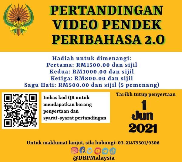 DBP adakan Pertandingan Video Pendek Peribahasa 2.0, hadiah RM1 