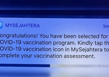 Ini rupa mesej jemputan imunisasi Fasa 2 COVID-19 di MySejahtera