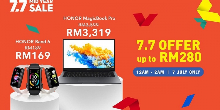 Jualan Mega 7.7 Honor di Shopee sediakan diskaun sehingga RM280 dalam waktu terhad
