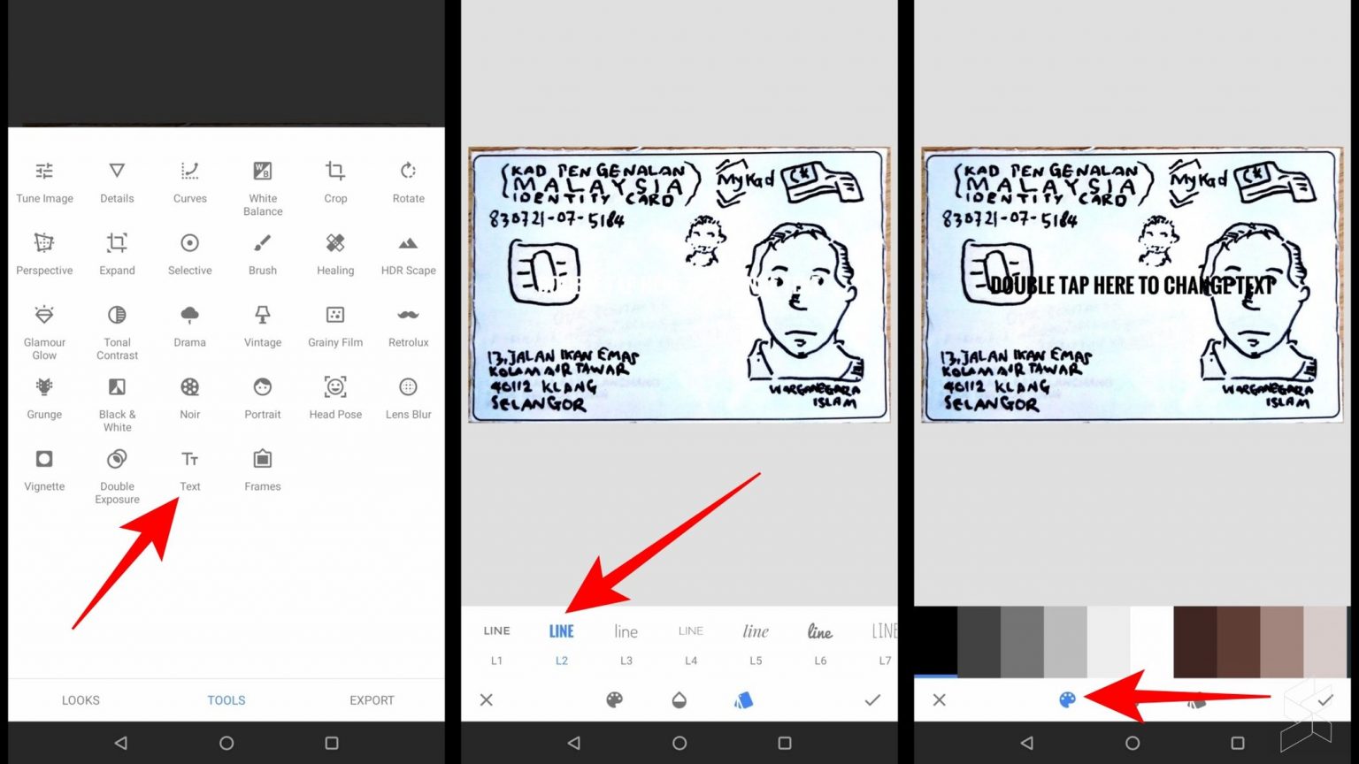 Cara letak "palang" pada salinan kad pengenalan guna telefon