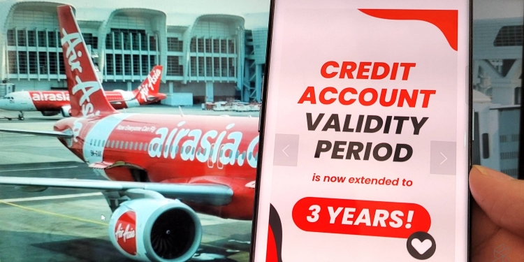 Tempoh sah kredit AirAsia dilanjutkan lagi kepada 3 tahun