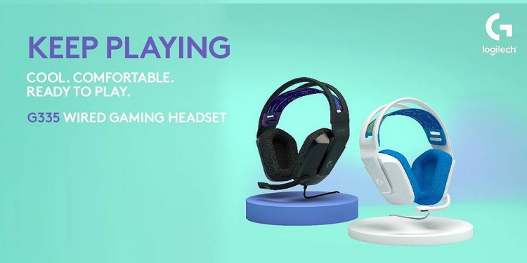 Logitech G335 fon kepala sangat ringan dilengkapi dwi mikrofon lipat