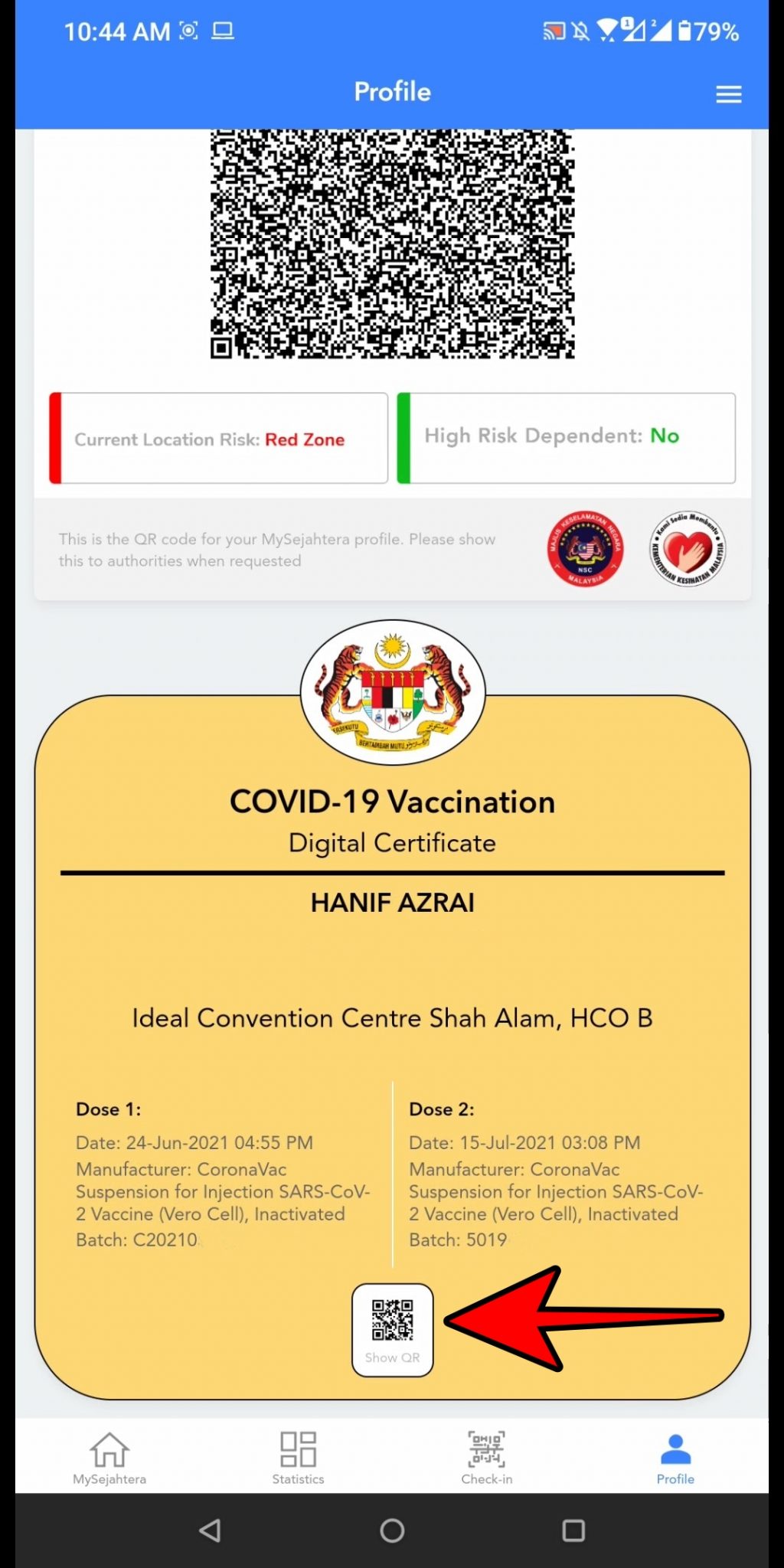 Digital certificate vaksin