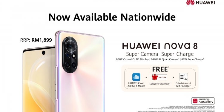 Huawei Nova 8 dilancar dengan skrin super, kamera super dan pengecas super