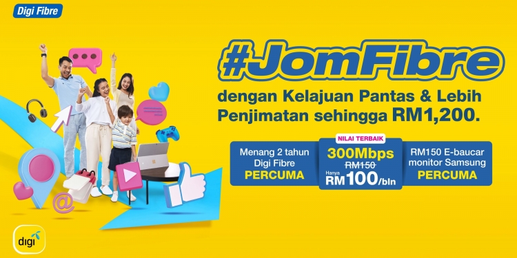 Pelan Digi Fibre 300Mbps hanya RM100 dan baucar Samsung percuma untuk waktu terhad