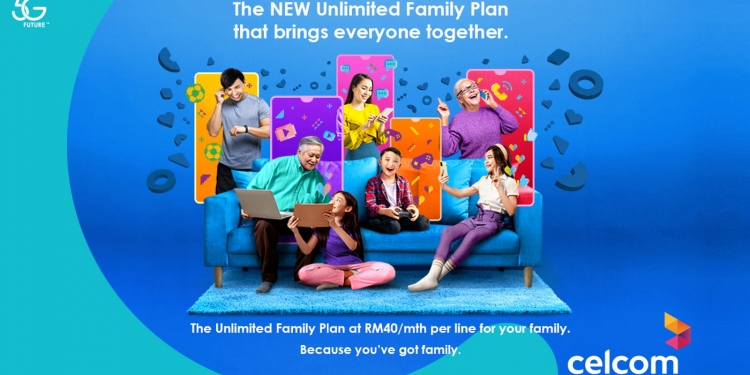 Celcom perkenal pelan keluarga tanpa had RM40/bulan