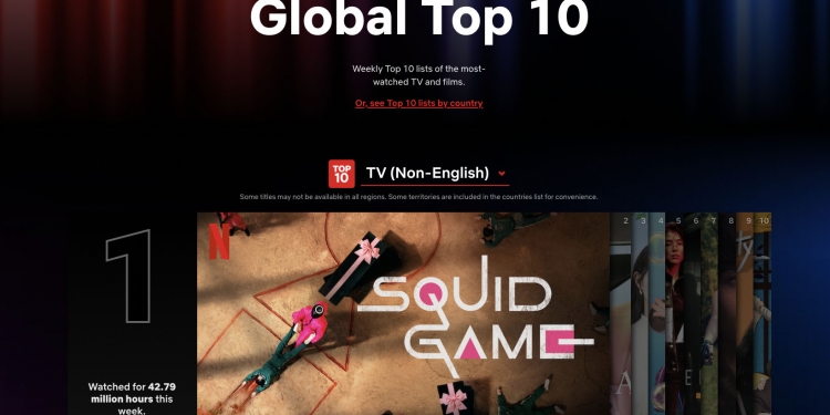Netflix lancar laman web senarai 10 filem & siri teratas seluruh dunia