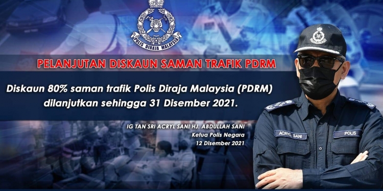 JPJ dan PDRM melanjutkan tempoh diskaun saman sehingga hujung tahun 2021