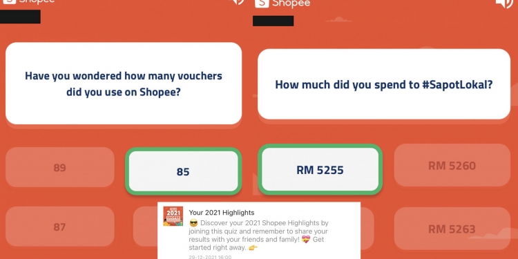 Jawab kuiz di Shopee untuk dapatkan maklumat perbelanjaan anda sepanjang tahun ini